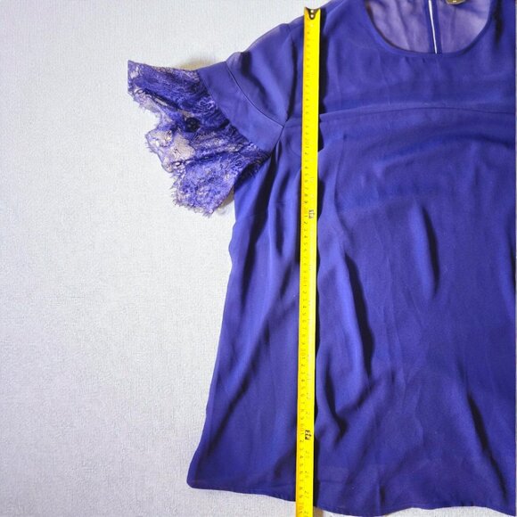 Worthington Blue Blouse NWT Size 2X – Sheer Lace Sleeve Top - Picture 11 of 11